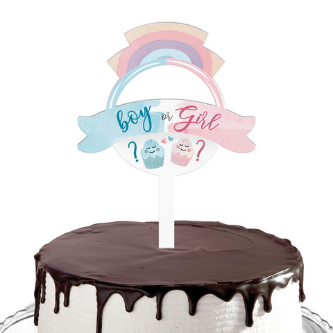 Cake topper compleanno articolo tema baby shower cup cakes rosa e celeste Modello codice: PB 20 V