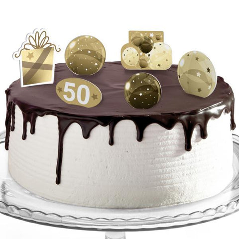 Decorazioni torte compleanno tema gold party Modello codice: PB 32 Z