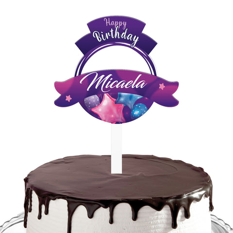 Cake topper compleanno articolo tema viola Modello codice: PB 33 V
