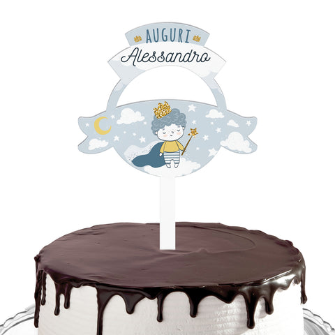 Cake topper compleanno articolo tema piccolo principe celeste Modello codice: PB 44 V