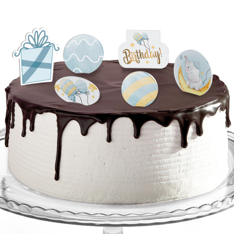 Decorazioni torte compleanno tema elefantino celeste Modello codice: PB 46 Z