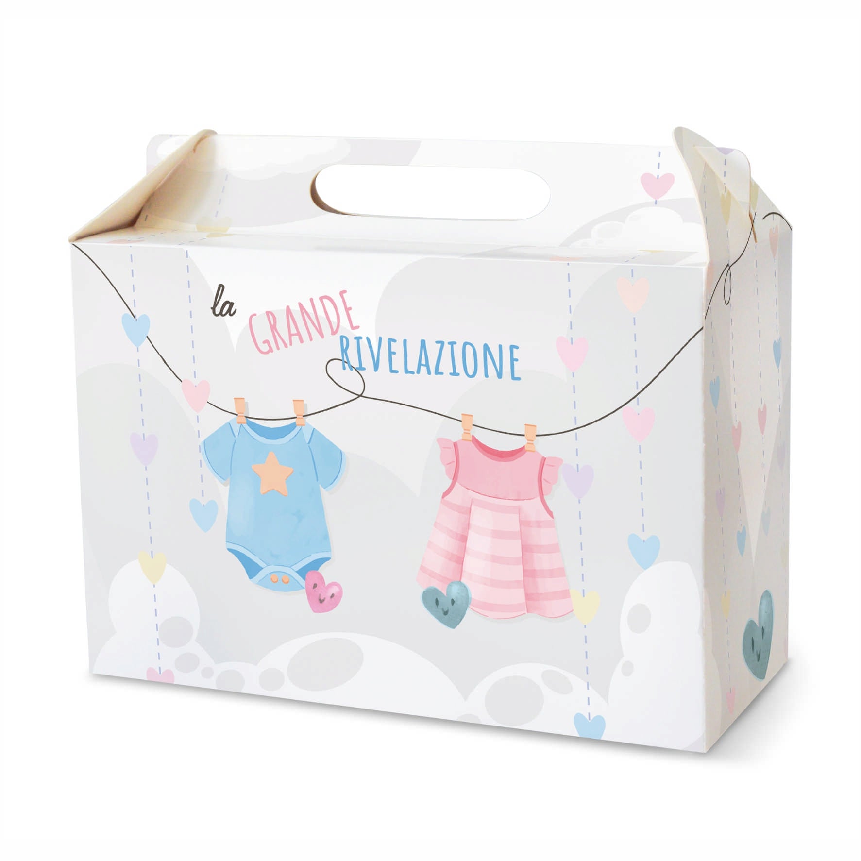 Scatola happy meal articolo tema baby shower body rosa e celeste Model –  Inviti Design