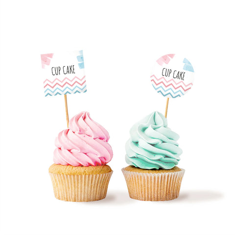 Segnagusti cup cakes articolo tema baby shower cup cakes rosa e celeste Modello codice: PB 20 T