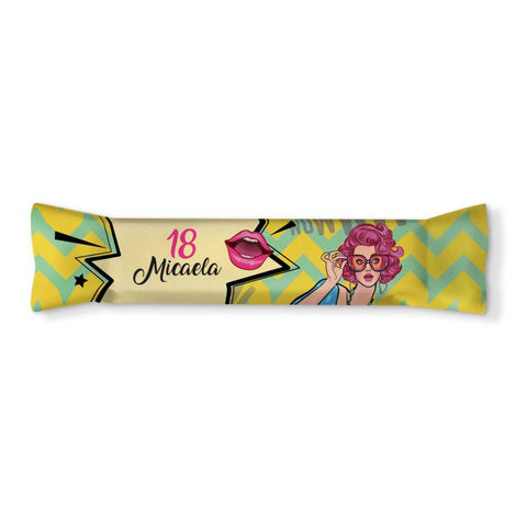 Adesivi barrette cioccolato personalizzate compleanno tema pop girl Modello codice: PB 27 H