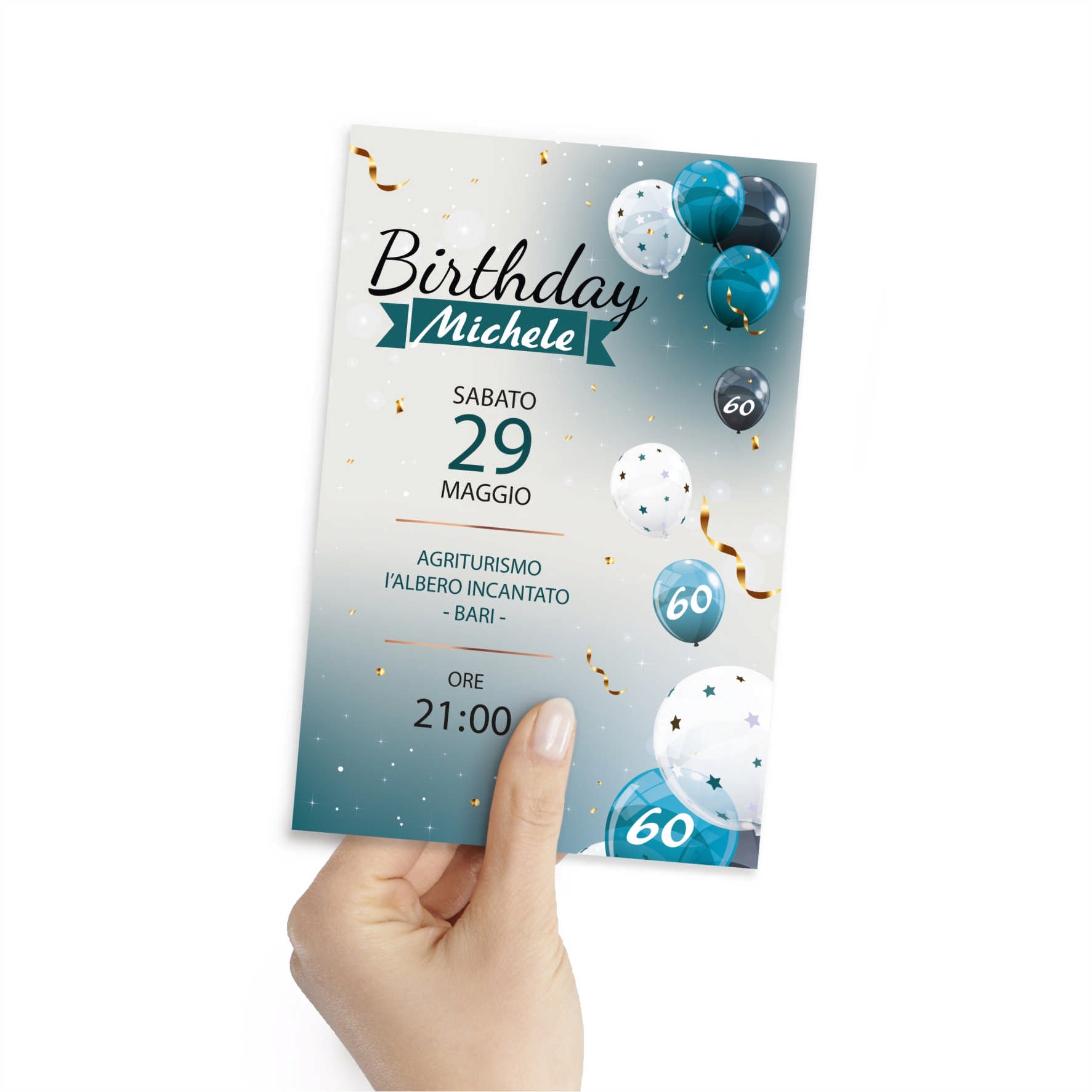 Biglietto invito compleanno tema chic blu Modello codice: PB 31 O