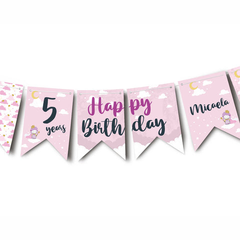 Festone compleanno personalizzato tema piccola principessa rosa Modello codice: PB 45 N