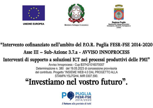 Investiamo nel vostro futuro - Cofinanziamento P.O.R. Puglia FESR-FSE 2014-2020