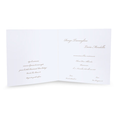 Partecipazione di nozze economica in carta bianca liscia cod. F1468