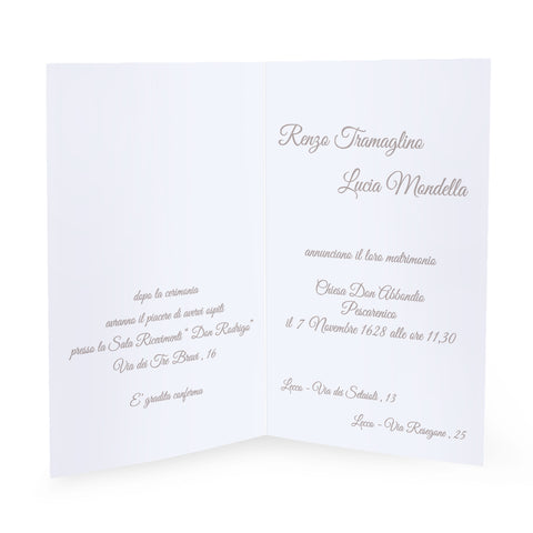 Partecipazione di nozze con stampa motivo floreale e sfondo grigio  cod. F1564