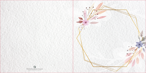 Partecipazione di nozze con stampa fiori e disegno esagonale cod. F1673