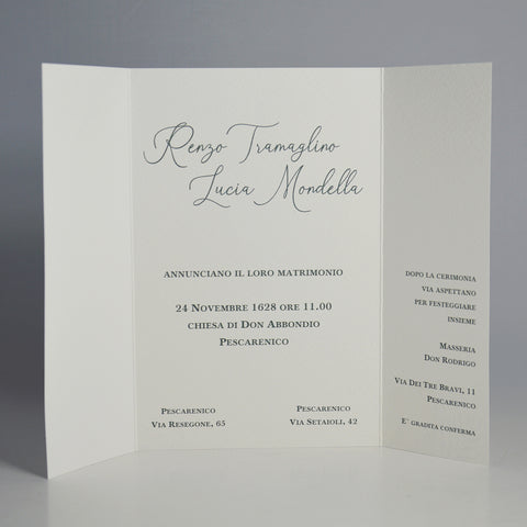 Partecipazione Matrimonio con foglie blu e oro - Codice F1720
