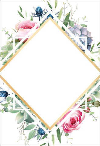 Partecipazione di nozze in plexiglass trasparente rettangolare con fiori cod. FPLEX14
