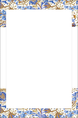 Partecipazione di nozze in plexiglass trasparente rettangolare tema maioliche blu cod. FPLEX38