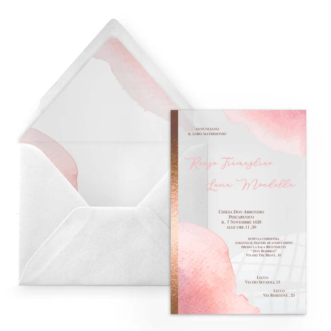 Partecipazione di nozze in plexiglass trasparente rettangolare stampa a colori cod. FPLEX46
