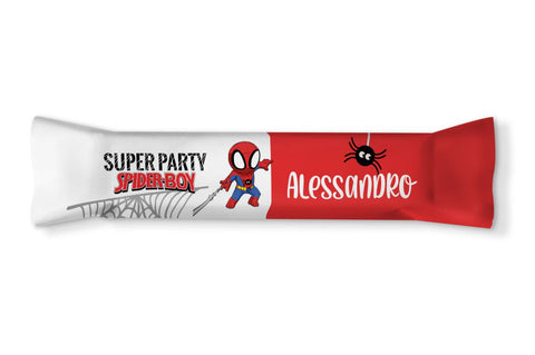 Adesivi barrette cioccolato personalizzate compleanno tema super eroi spider baby Modello codice: PB 12 H