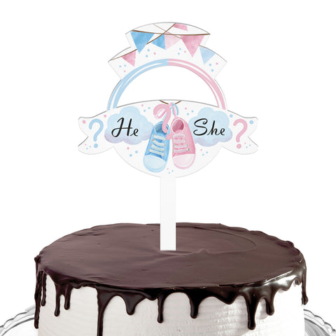 Cake topper compleanno articolo tema baby shower scarpette Modello codice: PB 15 V