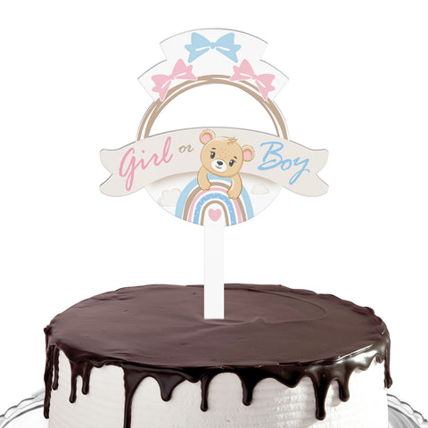 Cake topper compleanno articolo tema baby shower orsetto rosa e celeste Modello codice: PB 18 V