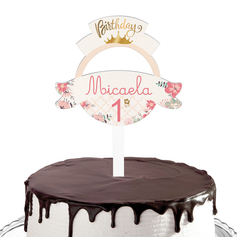 Cake topper compleanno articolo tema principessa Modello codice: PB 1 V