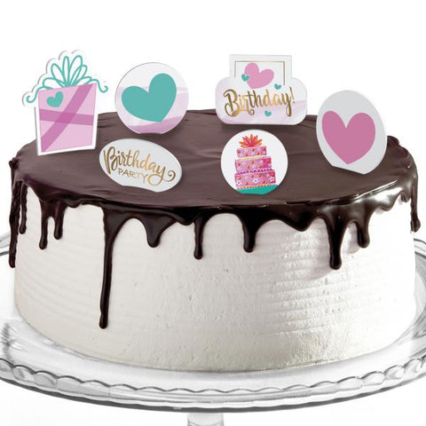 Decorazioni torte compleanno tema fucsia e oro Modello codice: PB 21 Z