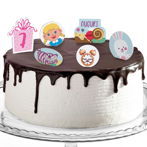 Decorazioni torte compleanno tema alice nel paese delle meraviglie Modello codice: PB 22 Z