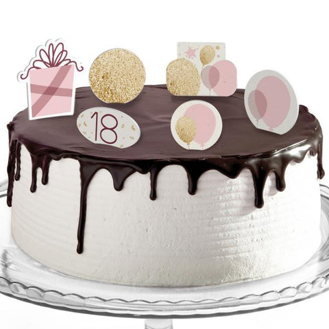 Decorazioni torte compleanno tema rosa gold Modello codice: PB 26 Z –  Inviti Design