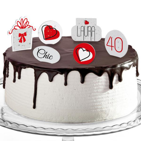 Decorazioni torte compleanno tema donna 40 anni glamour Modello codice: PB 2 Z