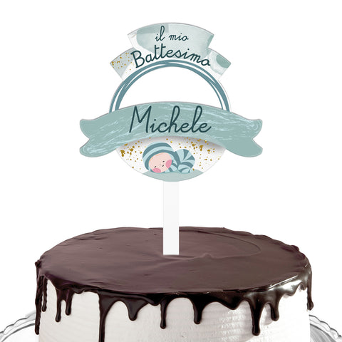 Cake topper compleanno articolo tema battesimo foglie verdi e oro Mode –  Inviti Design