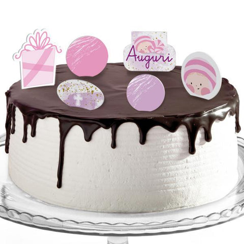Decorazioni torte compleanno tema battesimo foglie rosa e oro Modello codice: PB 35 Z