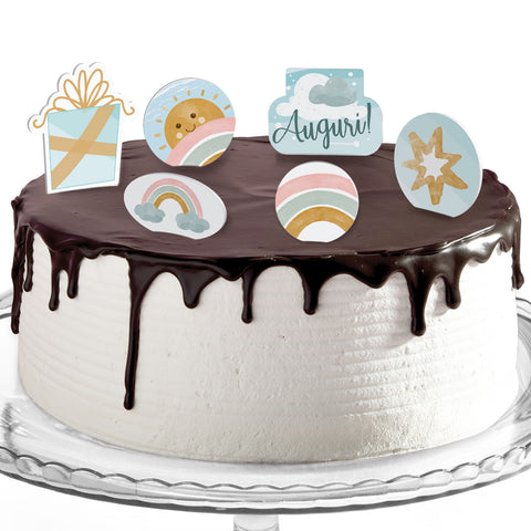 Decorazioni torte compleanno tema arcobaleno maschietto Modello codice –  Inviti Design
