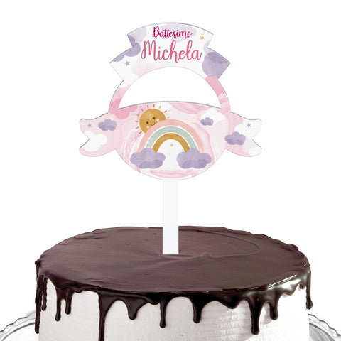 Cake topper compleanno articolo tema arcobaleno femminuccia Modello codice: PB 37 V