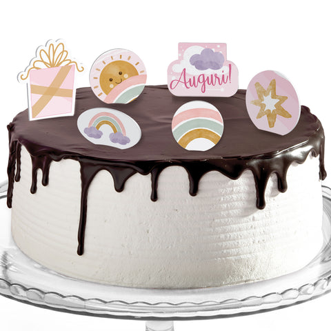 Decorazioni torte compleanno tema arcobaleno femminuccia Modello codic –  Inviti Design
