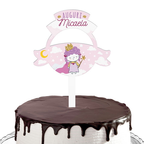 Cake topper compleanno articolo tema piccola principessa rosa Modello codice: PB 45 V