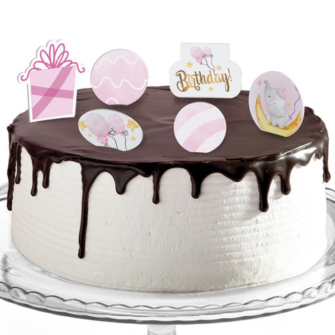 Decorazioni torte compleanno tema elefantino rosa Modello codice: PB 47 Z