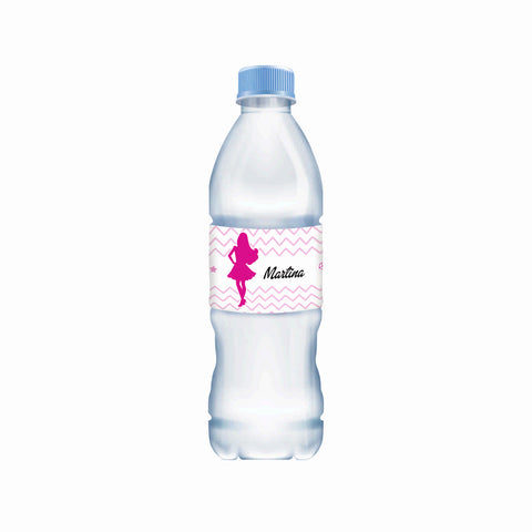 Etichette acqua personalizzate compleanno tema barbie Modello codice: PB 49 L