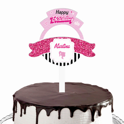 Cake topper compleanno articolo tema barbie Modello codice: PB 49