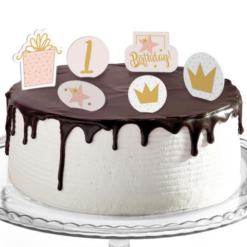 Decorazioni torte compleanno tema principessa rosa e oro Modello codice: PB 7 Z