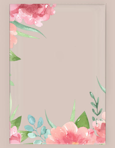 Partecipazione di nozze in plexiglass trasparente rettangolare con fiori colorati cod. FPLEX36