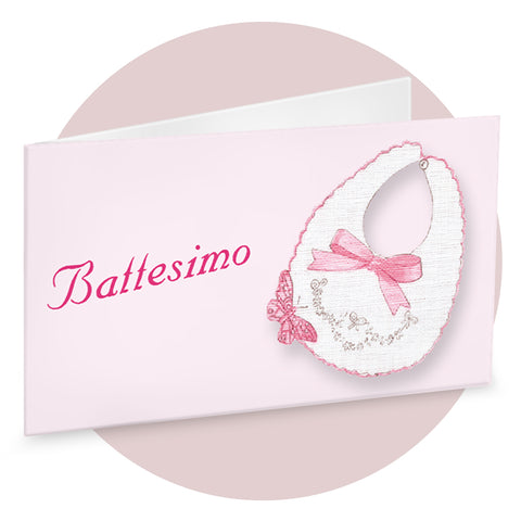 Bigliettini bomboniere Battesimo Rosa Codice BFF2015