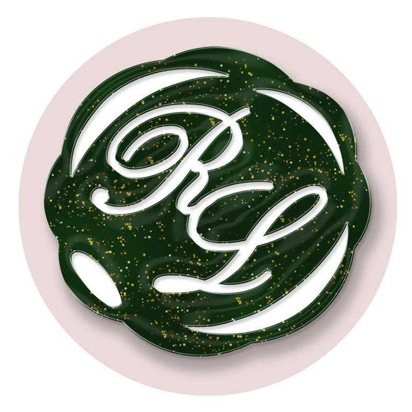 Sigillo bollino tipo ceralacca verde glitter - 96 pezzi – Inviti Design