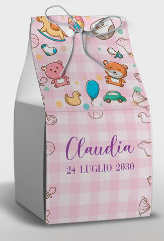 Scatolina porta confetti personalizzata quadrata Easyprint stampabile fai da te modello FEB2007