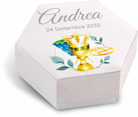 Scatolina porta confetti personalizzata esagonale Easyprint stampabile fai da te modello FES0012