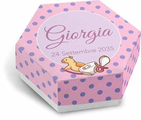 Scatolina porta confetti personalizzata esagonale Easyprint stampabile fai da te modello FES2003