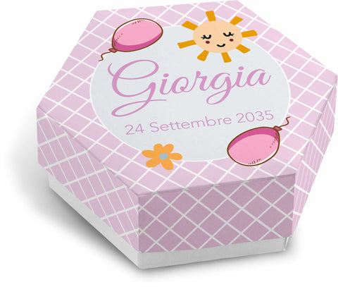 Scatolina porta confetti personalizzata esagonale Easyprint stampabile fai da te modello FES2009