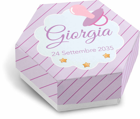 Scatolina porta confetti personalizzata esagonale Easyprint stampabile fai da te modello FES2011