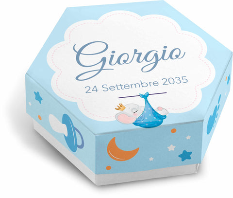 Scatolina porta confetti personalizzata esagonale Easyprint stampabile fai da te modello FES2014