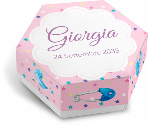 Scatolina porta confetti personalizzata esagonale Easyprint stampabile fai da te modello FES2017