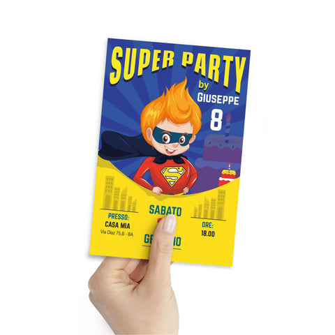 Biglietto invito compleanno tema super eroi baby Modello codice: PB 10 O