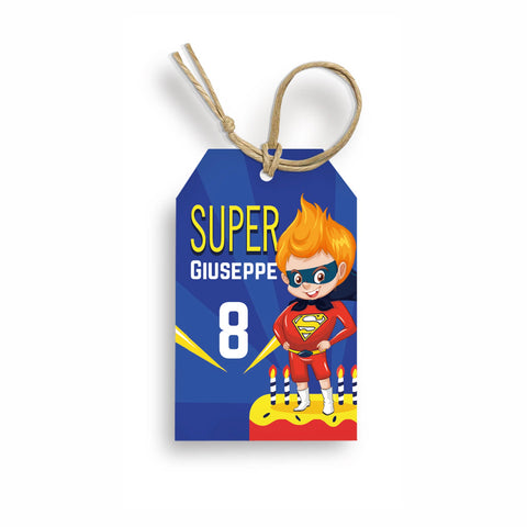 Tag bigliettini per compleanno articolo tema super eroi baby Modello codice: PB 10 S