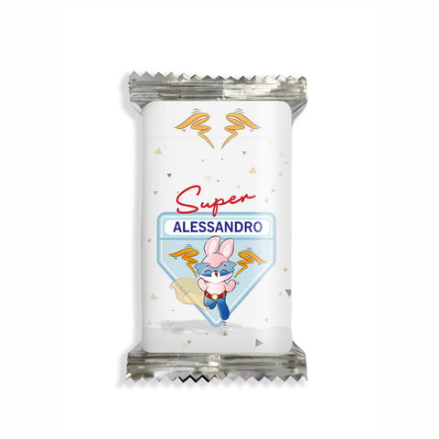 Adesivi cioccolato personalizzate compleanno tema super eroi bunny Modello codice: PB 11 G