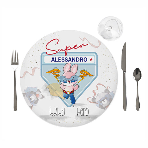 Tovaglietta personalizzata compleanno tema super eroi bunny Modello codice: PB 11 Q